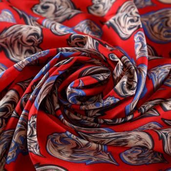 Крепдешин синтетический 029-08858 красный принтованный