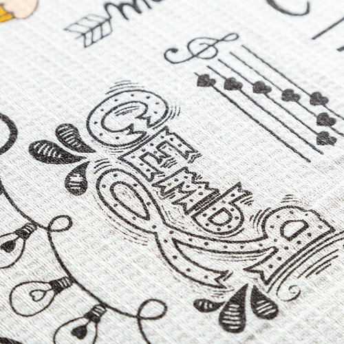 Полотно вафельное 007-03527 белый принтованный