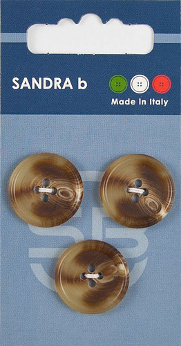Пуговицы SANDRA 20.5 мм пластик 3 шт CARD131 коричневый