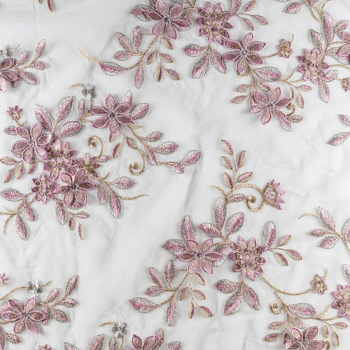 Вышивка на сетке К32-334 бежевый принтованный
