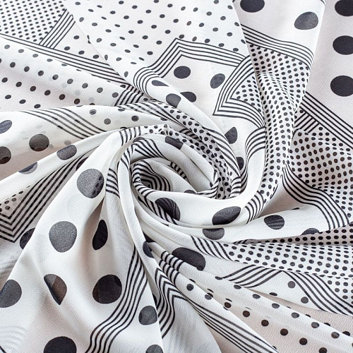 Креп-шифон 027-01432 белый принтованный