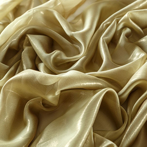 Шифон с напылением 068-09775 зеленое золото однотонный